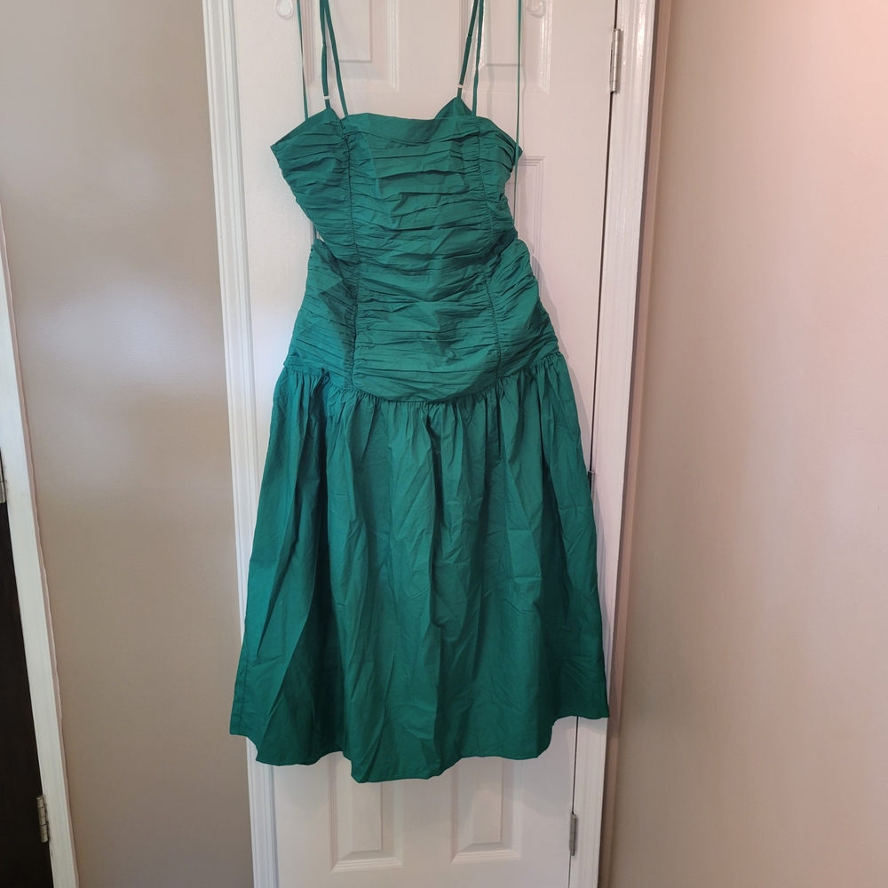 LOFT Strapless Dress in Rich Green